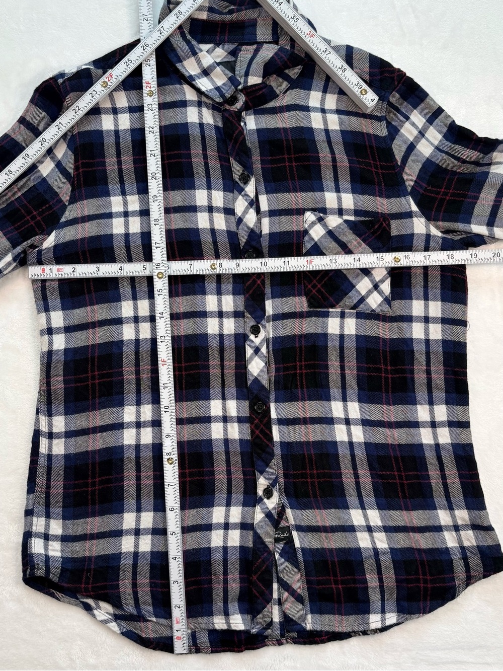 RAILS Hunter Plaid Flannel Button Up Shirt Medium Blue Pink White Rayon - Picture 10 of 10